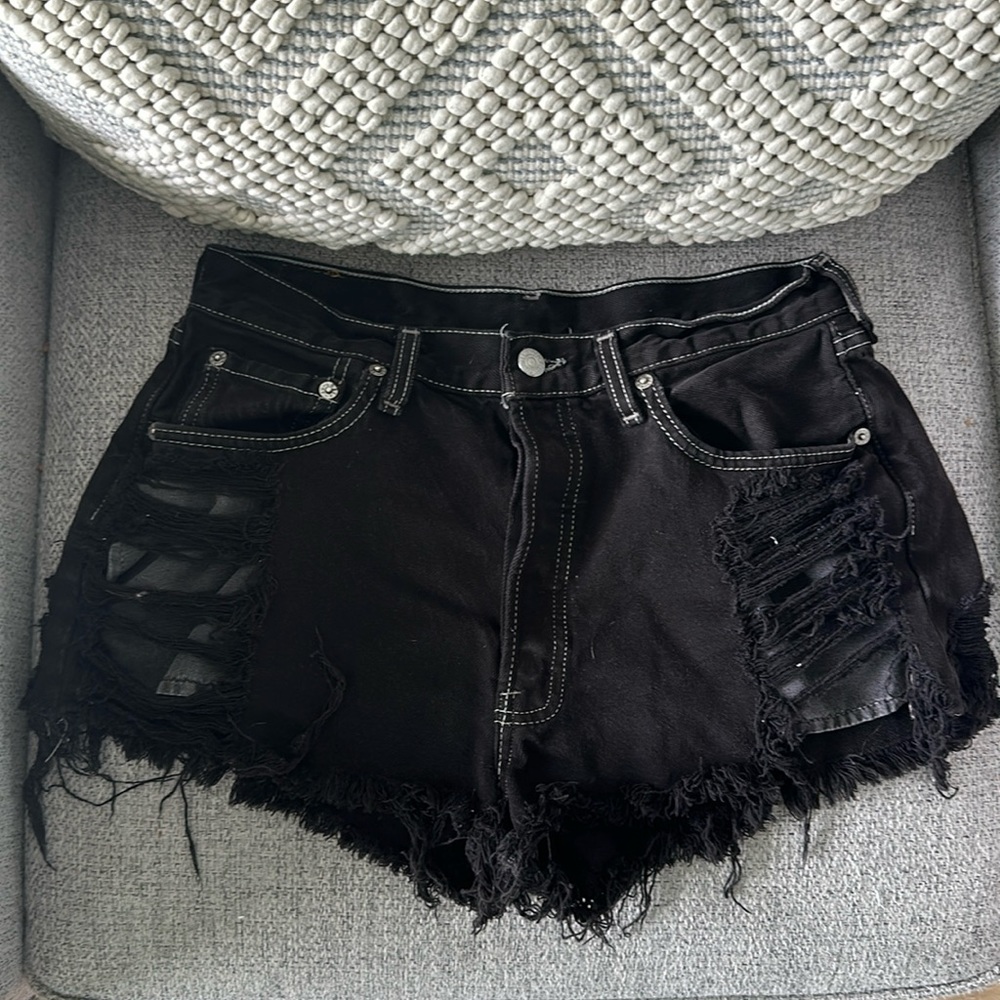 Vintage Black Denim Levi Shorts